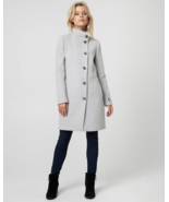 Le Chateau Wool Blend Funnel Neck Asymmetrical Grey Coat Size XXL - $3,298.07 MXN