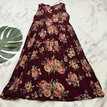 Partners Womens Vintage 90s Crinkle Midi Dress Size M Purple Pink Rose F... - $26.72