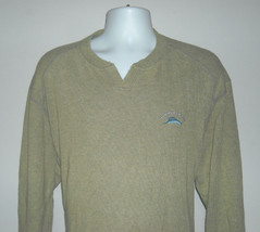 Mens Tommy Bahama Sage Green Ribbed V Neck Shirt Medium Marlin Logo Cotton - £27.65 GBP