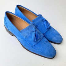 Handmade Men&#39;s Blue Suede Dress Loafers for Men Formal Slip On Shoe For Men - £109.55 GBP+