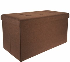 Fresh Home Elements Tufted 30&quot; Folding Storage Bench w/Tray in Brown - £38.75 GBP