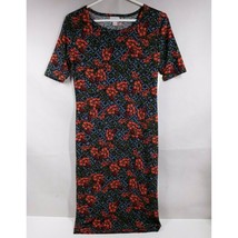 NWT LuLaRoe Julia Pencil Dress Black Labrynth With Red Floral Designs Si... - $15.51