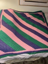 Handmade Granny Core Afghan Throw Vintage Blanket Full Bed - £28.95 GBP