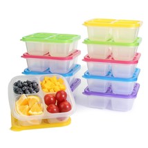 Bento Snack Boxes - Reusable 4-Compartment Food Containers With Transparent Lids - £28.46 GBP