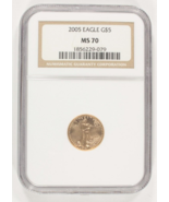 2005 1/10 ML G $5 Or American Eagle Classé Par NGC Comme MS-70 - €494,61 EUR