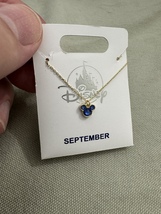 Disney Parks Mickey Mouse Faux Sapphire September Birthstone Necklace Gold Color image 2