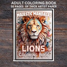 More Lions - Mandalas - Spiral Bound Adult Coloring Book - Thick Artist Paper - £25.20 GBP