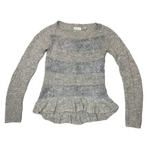 Sleeping on Snow Anthropologie Ruffled Nuvola Sweater Knit Wool Gray - S... - £19.02 GBP