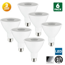 6-Pack Sunlite LED PAR30 Long Neck Bulbs, 5000K, Dimmable, 10W, Medium Base - £75.04 GBP