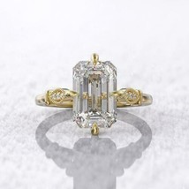 3Ct Émeraude Simulé VVS1/D Anneau Fiançailles Diamant 14K or Jaune Plaqué - £131.58 GBP