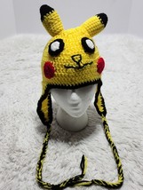 Hand Knit Pikachu Pokemon Winter Hat Amazing Quality Adult Size - £8.23 GBP