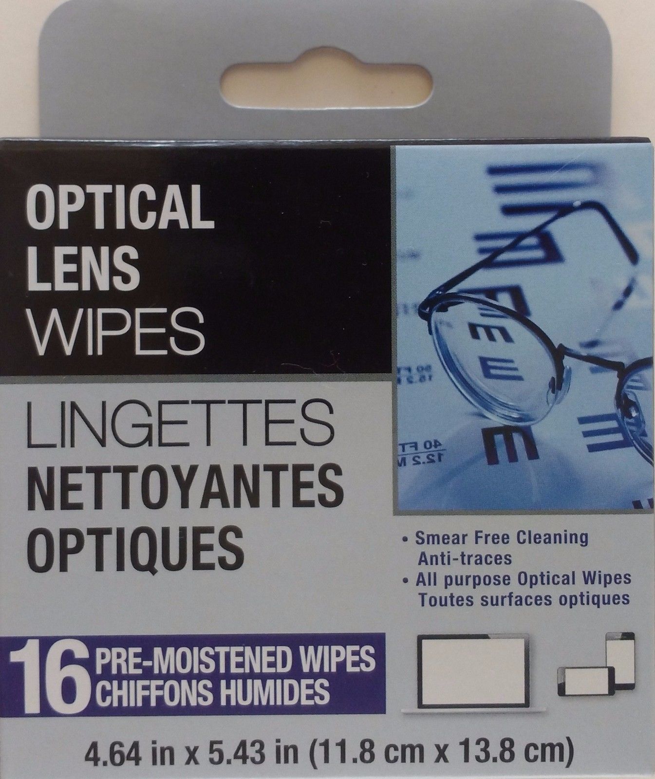 EYEGLASS MOIST CLEANING WIPES Sunglasses Binoculars Camera Lens 16 ct/pk - $2.96