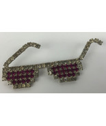 Vintage Dorothy Bauer Pink and White Rhinestone Sunglasses Brooch Lapel ... - $27.99