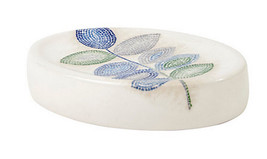 Croscill Mosaic Leaves Spa Blue Soap Dish Ceramic Bathroom Accessory - $34.18