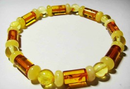 Amber bracelet Natural Baltic Amber colorful mixed beads on elastic  5.90gr A-48 - £42.04 GBP