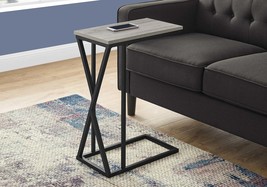 Modern C-Shaped Accent Table - Grey Laminate &amp; Black Metal Side/End Table - $76.99