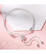 925 Sterling Silver Moments Pavé Star Slider Bracelet Adjustable Fits Ch... - $48.65 CAD