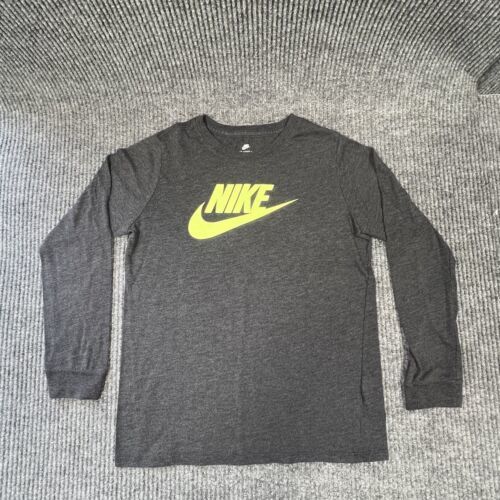 NIKE The Nike Tee Youth Large Gray Athletic Cut Crew Neck Long Sleeve Pullover - $12.10