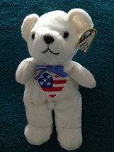 patriotic red white &amp; blue teddy bear 8&quot; proud american blood donor bean... - £15.97 GBP