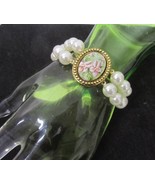 Vintage Double Strand Faux Pearl Bracelet Gold Flower Flower Charm Box C... - $14.84