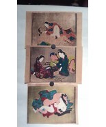 Japanese shunga group with watercolor and gold silver details #5 - £116.18 GBP
