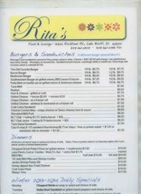 Rita&#39;s Food &amp; Lounge Menu Rockland Rd Lake Bluff Illinois  - $13.86