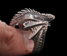 flying Dragon Ring, for unisex made of sterling silver 925 Celtic fantasy style  - £134.29 GBP