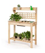 Solid Wood Garden Potting Bench Table with Bottom Shelf and Removeable Sink - $503.29 CAD