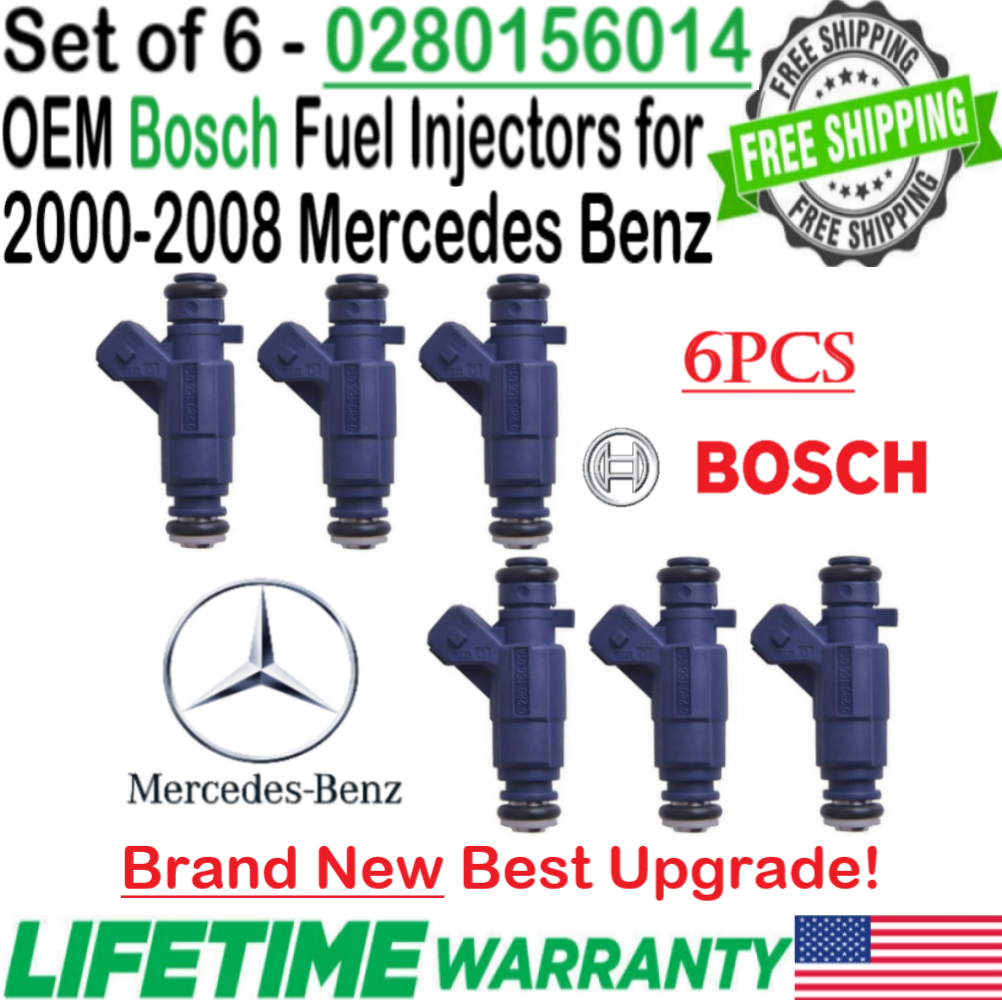 NEW OEM x6 Bosch Best Upgrade Fuel Injectors for 2001-05 Mercedes Benz C240 2.6L - £206.87 GBP