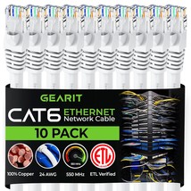 GearIT Cat 6 Ethernet Cable 5 ft (10-Pack) - Cat6 Patch Cable, Cat 6 Patch Cable - £21.34 GBP
