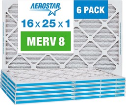 Merv 8 Pleated Air Filter, 16X25X1 Aerostar, Ac Furnace Air Filter, 6 Pack - £41.61 GBP