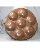 Primitive Copper Metal Egg Hammered Pan Large Brass Handles - £22.56 GBP