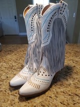 Dingo Gypsy Studded Fringe Pull On  Womens White Casual Boots DI737-100 ... - £94.74 GBP