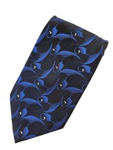 Seta Zone Mens Neck Tie Standard Size Blue Black 100% Silk - £9.49 GBP
