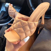 Summer Women High Heels Slipper Rhombus Wine Glass Sandals Plus Size 43 Square T - £25.99 GBP