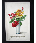 1915 Embossed Birthday Wishes Postcard, Antique Embossed Birthday Wish P... - $9.99