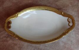 VTG CZECH SLOVIA 1500 CHINA GOLD OVAL SERVING BOWL DH3066 - $49.23 CAD