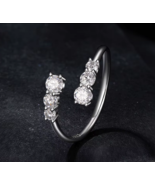 Elegant 18K 925 Sterling Silver Full Moissanite Adjustable Ring (Size 6-8) - €38,52 EUR