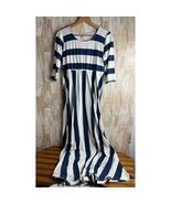 She&#39;s Apparel Maxi Dress Navy Blue White Stripe Empire Waist 3/4 Sleeve ... - $550.78 MXN