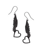 Alchemy Gothic E465 Passio Wings of Love Earrings Goddess Wing Heart Dro... - $63.58 CAD