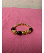 Handmade Multicolored Wood &amp; Gold Beaded Bracelet For Women Girls - $45.00