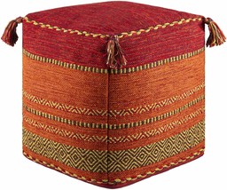 Mainaguri Cotton Pouf in Red, Rust, Mustard, Brown - $214.12