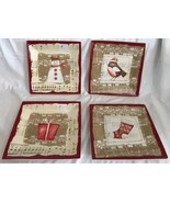 Oneida WINTER SONG 8&quot; Salad Dessert Plate Set 4Pc Anne Dolan Holiday Icons - £32.47 GBP