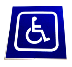 ONE LARGE 4&quot; BRIGHT WHITE &amp; BLUE HANDICAP LABEL OR SIGN STICKER - $4.99
