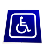 ONE LARGE 4&quot; BRIGHT WHITE &amp; BLUE HANDICAP LABEL OR SIGN STICKER - $4.99