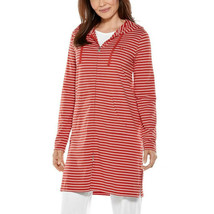 NWT Womens Size XS Coolibar Red White Cabana Hoodie Hooded Coverup UPF 50+ - £25.74 GBP