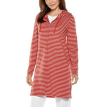 NWT Womens Size XS Coolibar Red White Cabana Hoodie Hooded Coverup UPF 50+ - £25.01 GBP