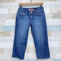 GAP Cropped Straight Leg Jeans Blue Dark Wash Mid Rise Capri Stretch Wom... - £19.45 GBP