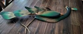 Maskeeters Inc. 2pc Peacock Wood &amp; Metal MCM Wall Art Sculpture 1965 Vin... - $172.98