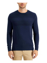 Club Room Men&#39;s Textured Cotton Sweater Navy Blue-Large - $18.99